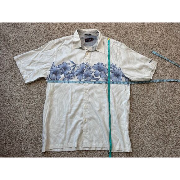Billabong Hawaiian Print shirt size Large, Short Sleeves; Blue & white - Picture 4 of 10